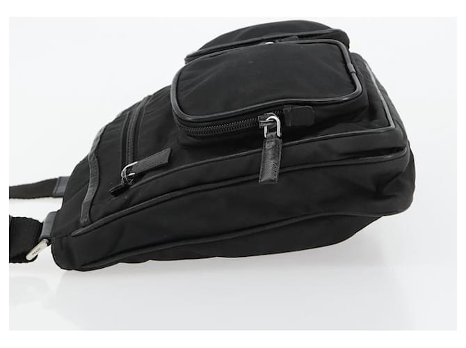 Borsa a Spalla PRADA Nylon Nero Argento Auth 180848 - vista 4