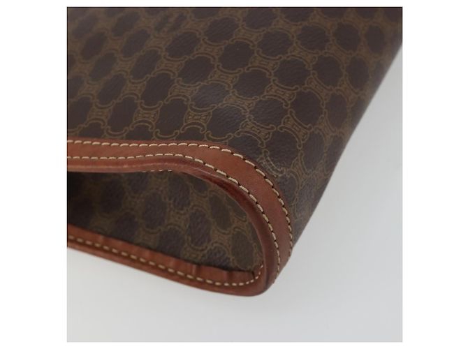 Céline Clutch CELINE in tela Macadam PVC Pelle Marrone Oro Auth ka4359 D'oro - vista 14