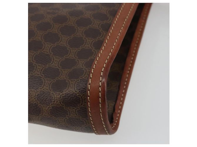 Céline Clutch CELINE in tela Macadam PVC Pelle Marrone Oro Auth ka4359 D'oro - vista 15