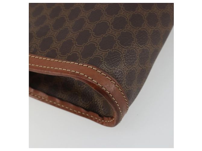 Céline Clutch CELINE in tela Macadam PVC Pelle Marrone Oro Auth ka4359 D'oro - vista 16