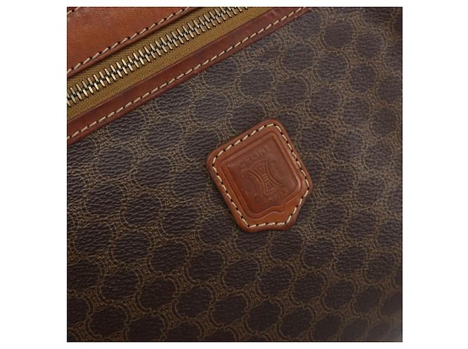 Céline Clutch CELINE in tela Macadam PVC Pelle Marrone Oro Auth ka4359 D'oro - vista 17