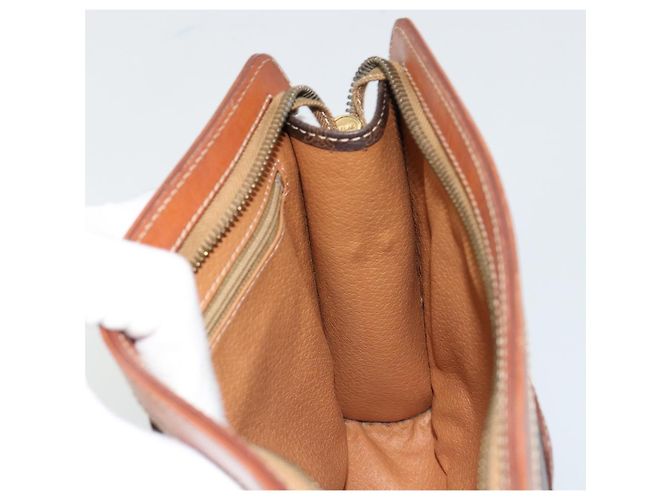 Céline Clutch CELINE in tela Macadam PVC Pelle Marrone Oro Auth ka4359 D'oro - vista 19