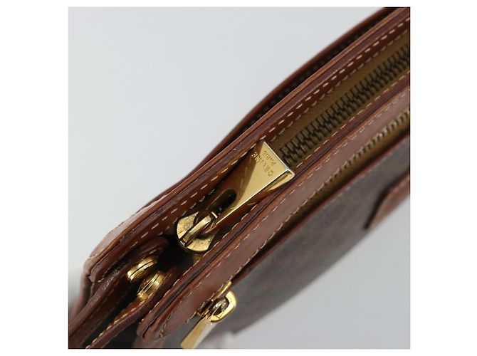 Céline Clutch CELINE in tela Macadam PVC Pelle Marrone Oro Auth ka4359 D'oro - vista 9