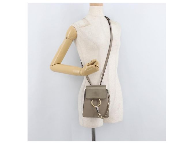 Chloé Borsa a Spalla Chloe Fay in Pelle Beige Oro Auth BA12889 D'oro - vista 25