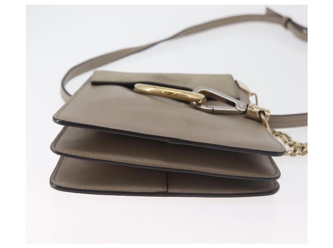 Chloé Borsa a Spalla Chloe Fay in Pelle Beige Oro Auth BA12889 D'oro - vista 5