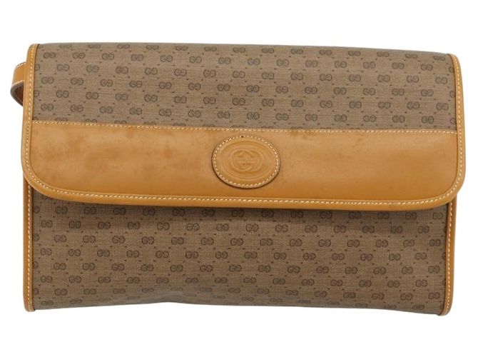 Borsa a Spalla GUCCI Micro GG Supreme PVC Beige Oro 004 58 0264 Auth BA12708 D'oro - vista 13