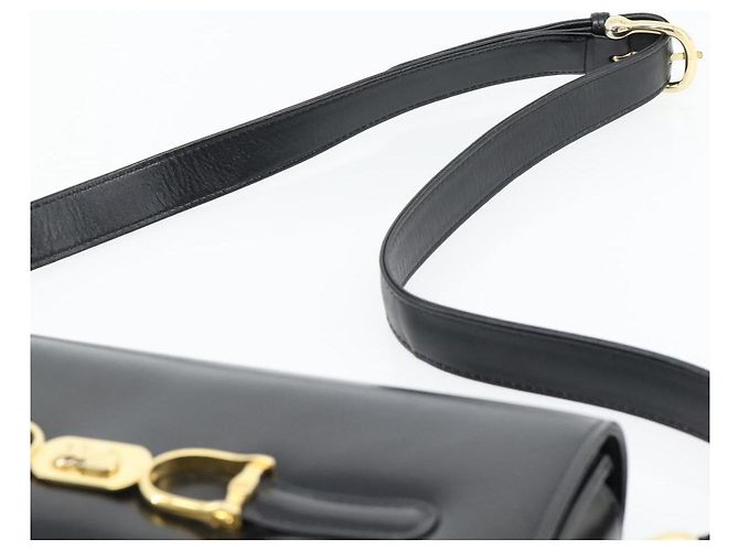 Céline Borsa a Spalla CELINE Horse Carriage in Pelle Nera e Oro Auth bs35269 Nero D'oro - vista 14
