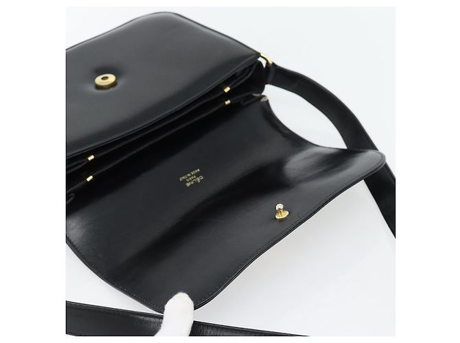 Céline Borsa a Spalla CELINE Horse Carriage in Pelle Nera e Oro Auth bs35269 Nero D'oro - vista 18