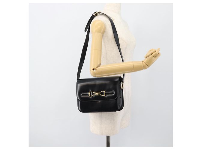 Céline Borsa a Spalla CELINE Horse Carriage in Pelle Nera e Oro Auth bs35269 Nero D'oro - vista 26