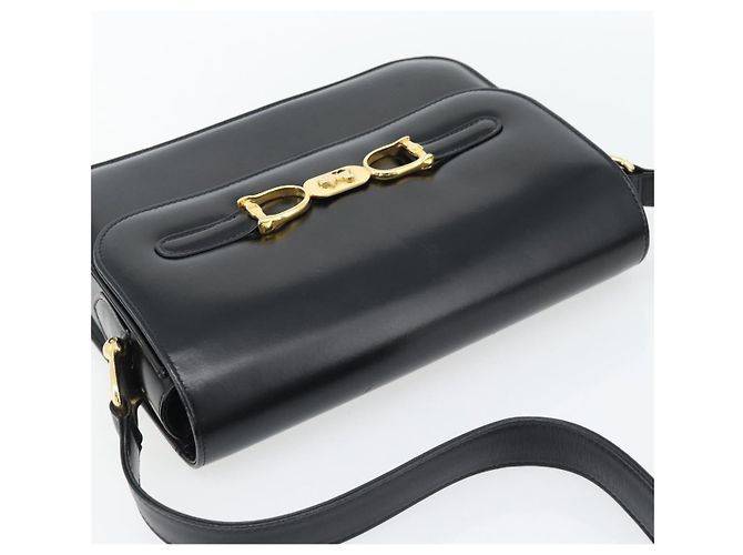 Céline Borsa a Spalla CELINE Horse Carriage in Pelle Nera e Oro Auth bs35269 Nero D'oro - vista 6