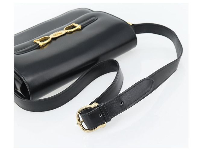 Céline Borsa a Spalla CELINE Horse Carriage in Pelle Nera e Oro Auth bs35269 Nero D'oro - vista 7