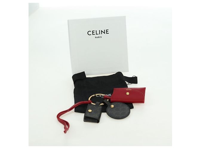 Céline CELINE Macadam Canvas Triomphe Multi Key Ring Charm PVC Black Red Auth 179883M Nero Rosso - vista 12