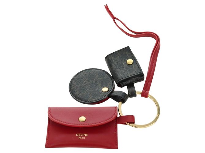 Céline CELINE Macadam Canvas Triomphe Multi Key Ring Charm PVC Black Red Auth 179883M Nero Rosso - vista 13