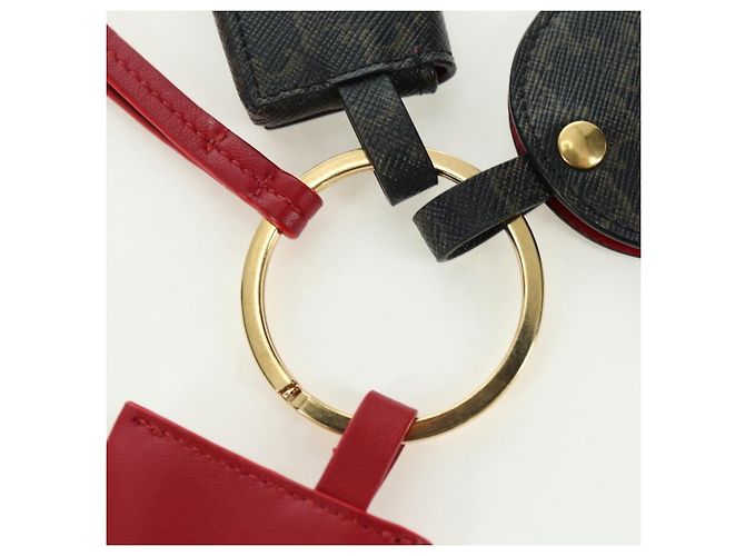 Céline CELINE Macadam Canvas Triomphe Multi Key Ring Charm PVC Black Red Auth 179883M Nero Rosso - vista 17