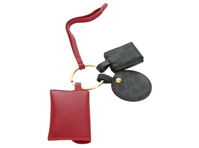 Céline CELINE Macadam Canvas Triomphe Multi Key Ring Charm PVC Black Red Auth 179883M Nero Rosso - vista 7