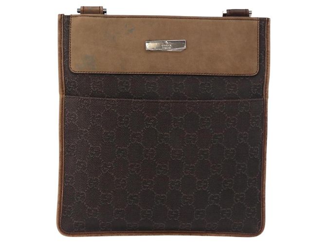 Borsa a Spalla GUCCI GG Canvas Marrone Scuro Argento 27639 Auth 178318A - vista 13