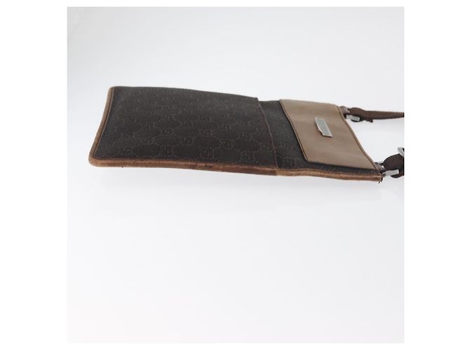 Borsa a Spalla GUCCI GG Canvas Marrone Scuro Argento 27639 Auth 178318A - vista 3