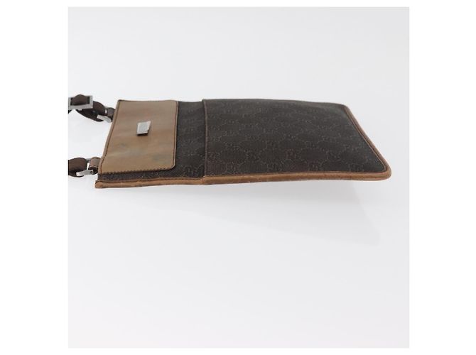Borsa a Spalla GUCCI GG Canvas Marrone Scuro Argento 27639 Auth 178318A - vista 4