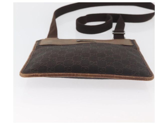 Borsa a Spalla GUCCI GG Canvas Marrone Scuro Argento 27639 Auth 178318A - vista 5
