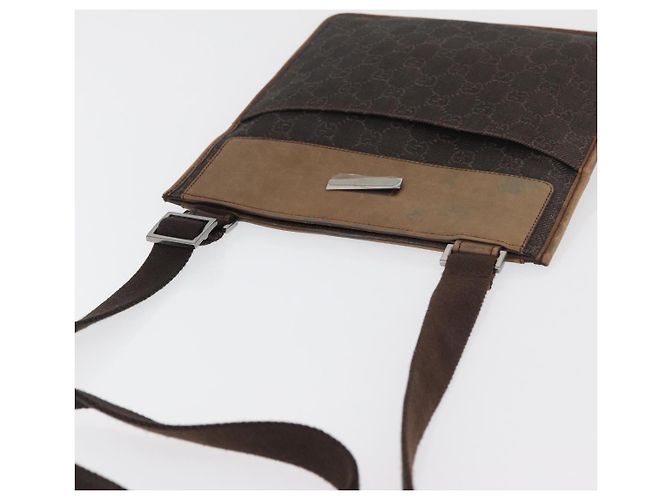 Borsa a Spalla GUCCI GG Canvas Marrone Scuro Argento 27639 Auth 178318A - vista 8