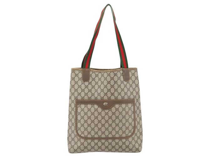 Borsa Tote GUCCI GG Supreme Web Sherry Line PVC Beige Red 39 02 003 Auth 180682 - vista 13