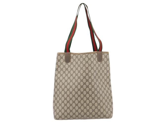 Borsa Tote GUCCI GG Supreme Web Sherry Line PVC Beige Red 39 02 003 Auth 180682 - vista 2