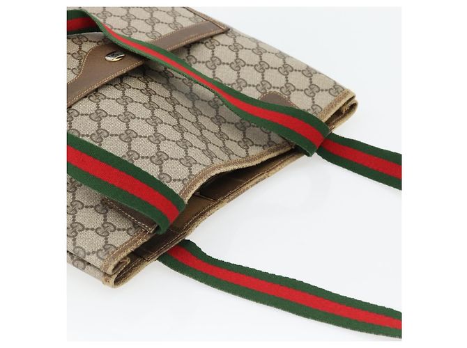 Borsa Tote GUCCI GG Supreme Web Sherry Line PVC Beige Red 39 02 003 Auth 180682 - vista 6
