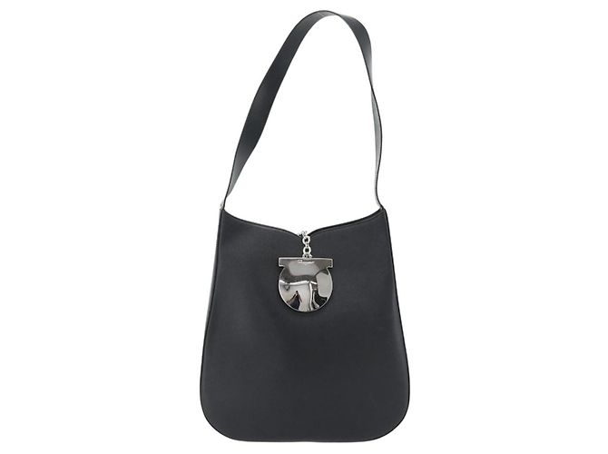 Borsa a tracolla Salvatore Ferragamo Gancini in pelle nera argento Auth bs35252 Nero - vista 13