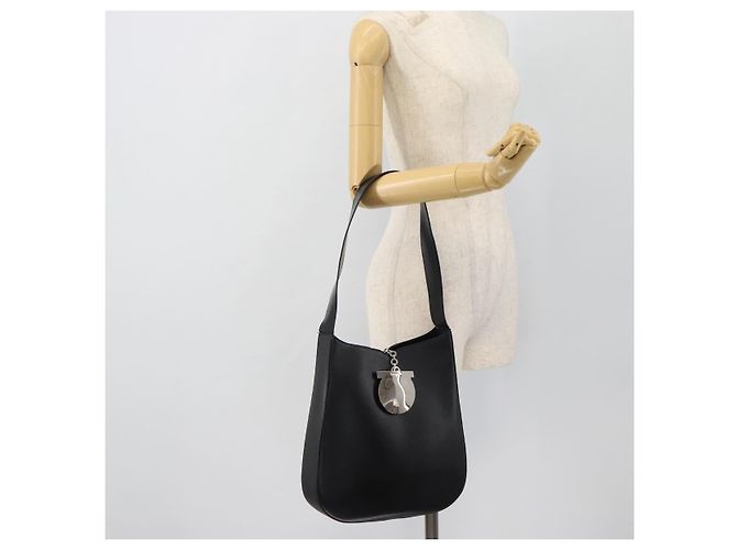 Borsa a tracolla Salvatore Ferragamo Gancini in pelle nera argento Auth bs35252 Nero - vista 21
