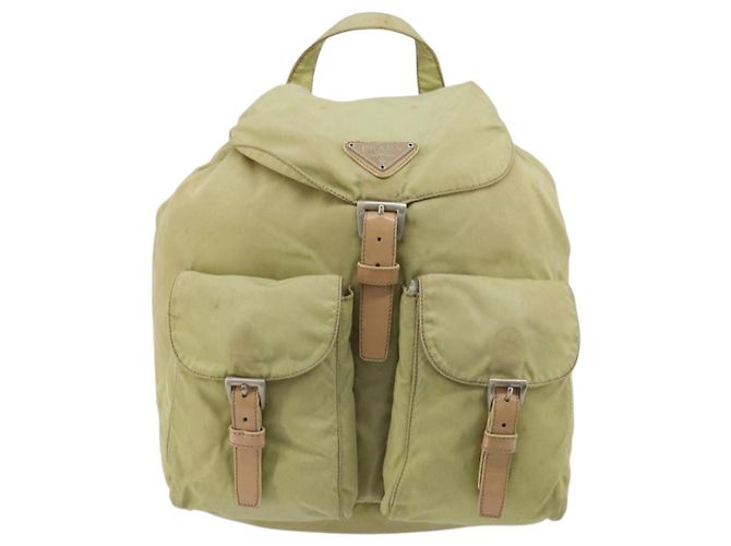 Zaino PRADA Nylon Verde Argento Auth 180684 - vista 13