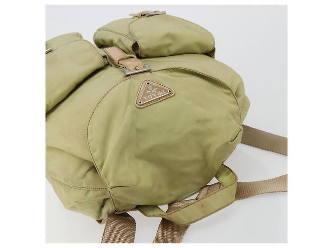 Zaino PRADA Nylon Verde Argento Auth 180684 - vista 6