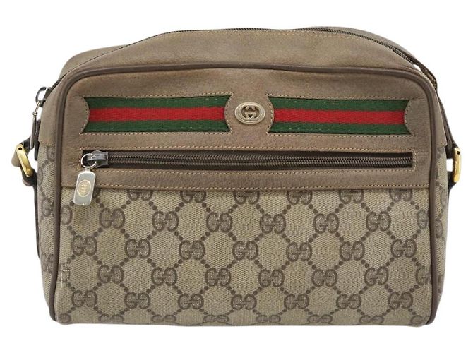 Borsa a tracolla GUCCI GG Supreme Web Sherry Line PVC Beige Oro Auth 181213 D'oro - vista 13