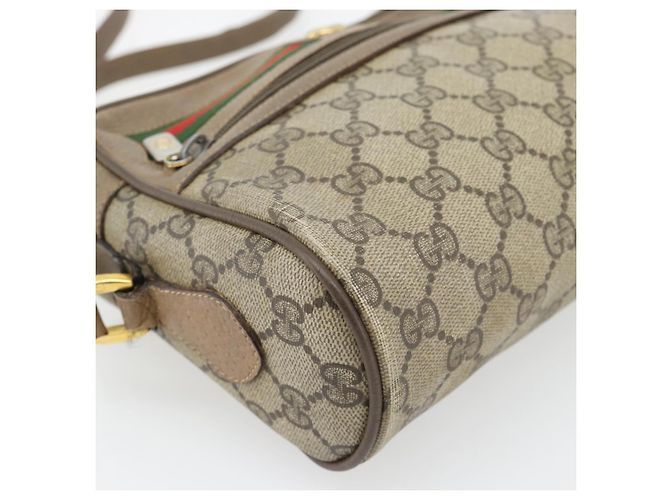 Borsa a tracolla GUCCI GG Supreme Web Sherry Line PVC Beige Oro Auth 181213 D'oro - vista 14