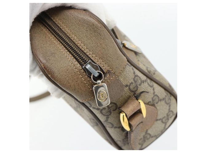 Borsa a tracolla GUCCI GG Supreme Web Sherry Line PVC Beige Oro Auth 181213 D'oro - vista 17
