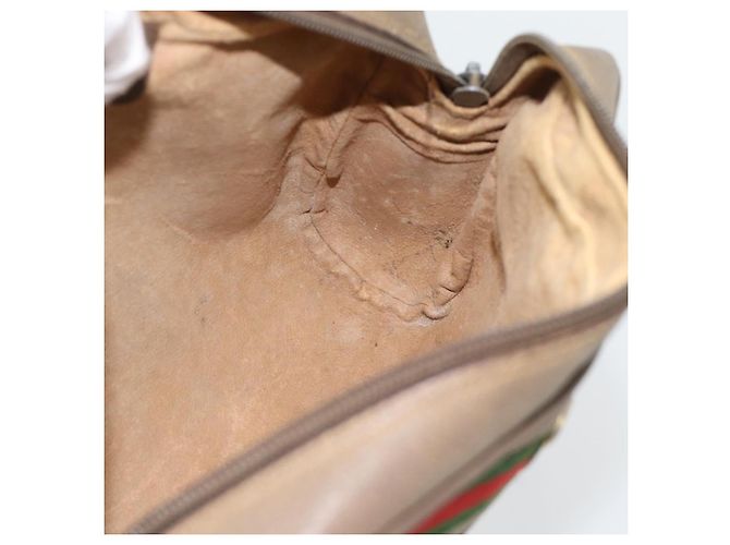Borsa a tracolla GUCCI GG Supreme Web Sherry Line PVC Beige Oro Auth 181213 D'oro - vista 19