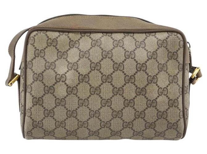 Borsa a tracolla GUCCI GG Supreme Web Sherry Line PVC Beige Oro Auth 181213 D'oro - vista 2