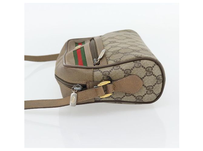 Borsa a tracolla GUCCI GG Supreme Web Sherry Line PVC Beige Oro Auth 181213 D'oro - vista 3
