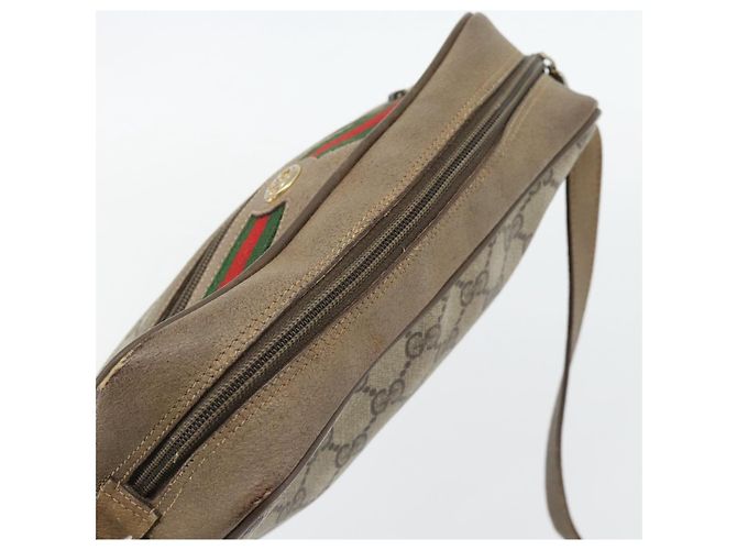 Borsa a tracolla GUCCI GG Supreme Web Sherry Line PVC Beige Oro Auth 181213 D'oro - vista 6