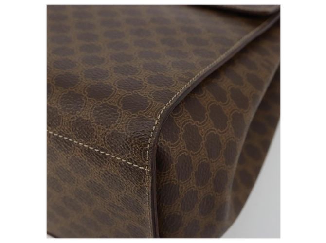 Céline Borsa a mano Medallion in tela Macadam CELINE PVC Pelle Marrone Oro Auth 180312A D'oro - vista 14