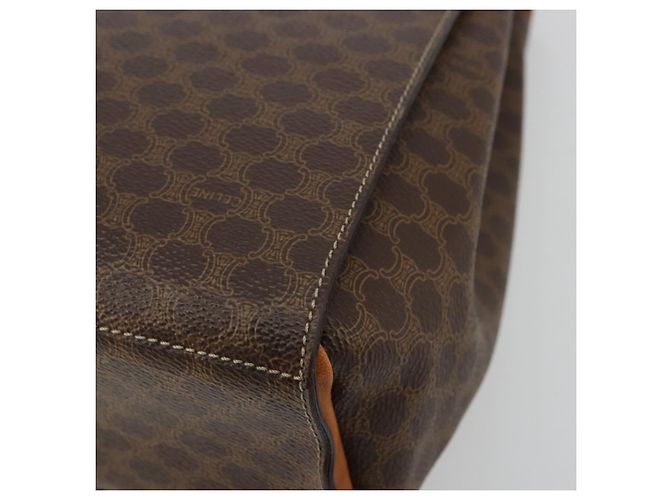 Céline Borsa a mano Medallion in tela Macadam CELINE PVC Pelle Marrone Oro Auth 180312A D'oro - vista 15