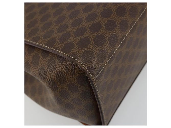 Céline Borsa a mano Medallion in tela Macadam CELINE PVC Pelle Marrone Oro Auth 180312A D'oro - vista 16
