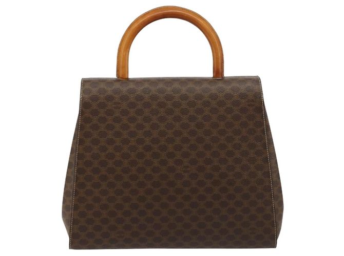 Céline Borsa a mano Medallion in tela Macadam CELINE PVC Pelle Marrone Oro Auth 180312A D'oro - vista 2