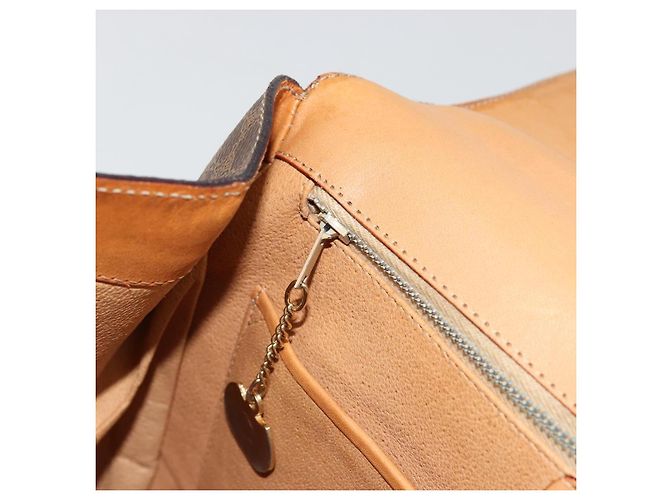Céline Borsa a mano Medallion in tela Macadam CELINE PVC Pelle Marrone Oro Auth 180312A D'oro - vista 21