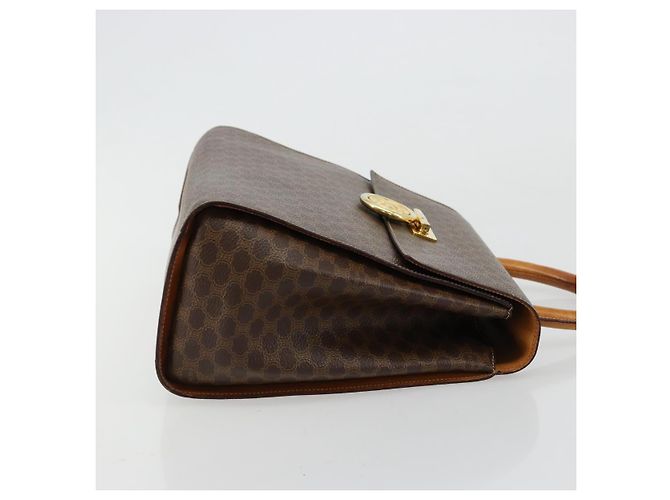 Céline Borsa a mano Medallion in tela Macadam CELINE PVC Pelle Marrone Oro Auth 180312A D'oro - vista 3