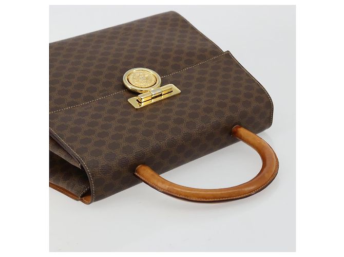 Céline Borsa a mano Medallion in tela Macadam CELINE PVC Pelle Marrone Oro Auth 180312A D'oro - vista 6