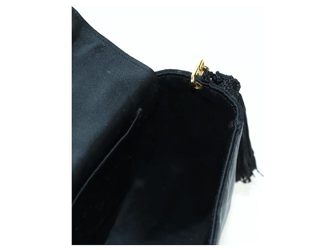 Borsa a tracolla CHANEL Half Moon Chain in raso nero e oro CC autentica 179055SAV D'oro - vista 24