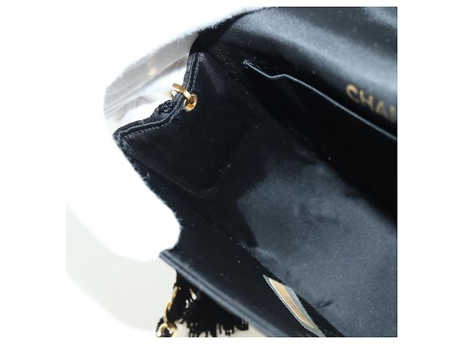 Borsa a tracolla CHANEL Half Moon Chain in raso nero e oro CC autentica 179055SAV D'oro - vista 25