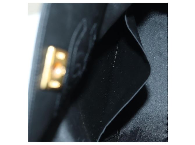 Borsa a tracolla CHANEL Half Moon Chain in raso nero e oro CC autentica 179055SAV D'oro - vista 26