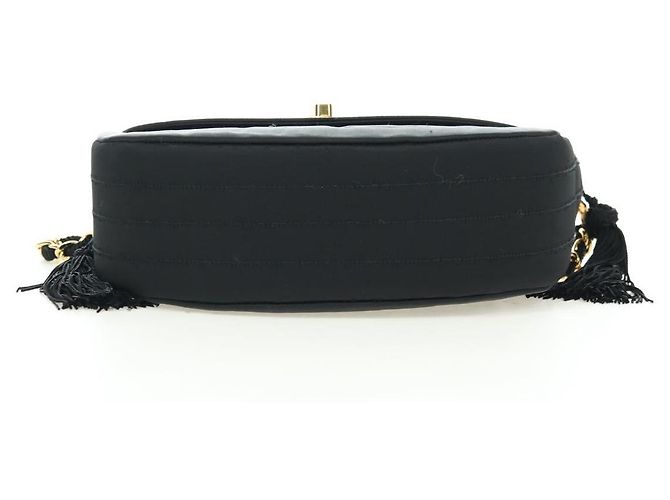 Borsa a tracolla CHANEL Half Moon Chain in raso nero e oro CC autentica 179055SAV D'oro - vista 5