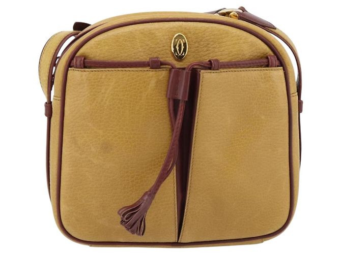 CARTIER Must Line Schultertasche Leder Gelbgold Auth BA12956 Golden - Ansicht 13